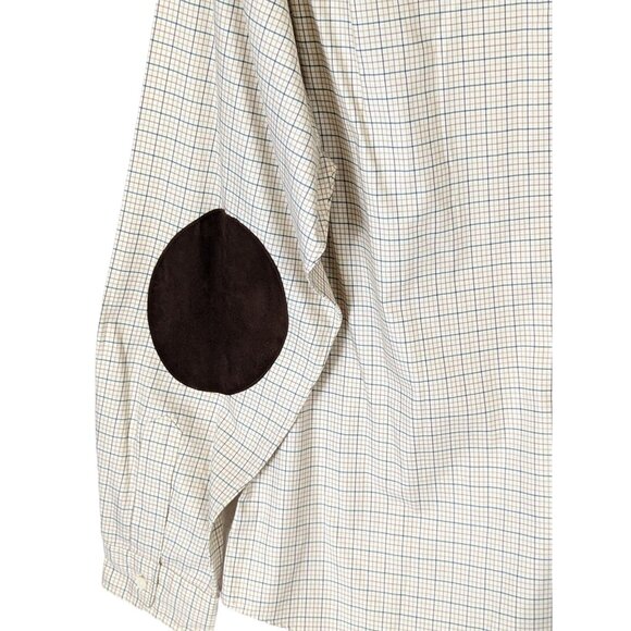 Ralph Lauren Men size XL Plaid Button Up Shirt Suede Elbow Patches Equestrian - Picture 14 of 16